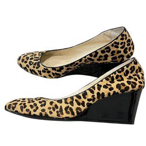 Taryn Rose Leopard Print Wedge Shoes Womens Size 9.5 Leather Upper & Lining